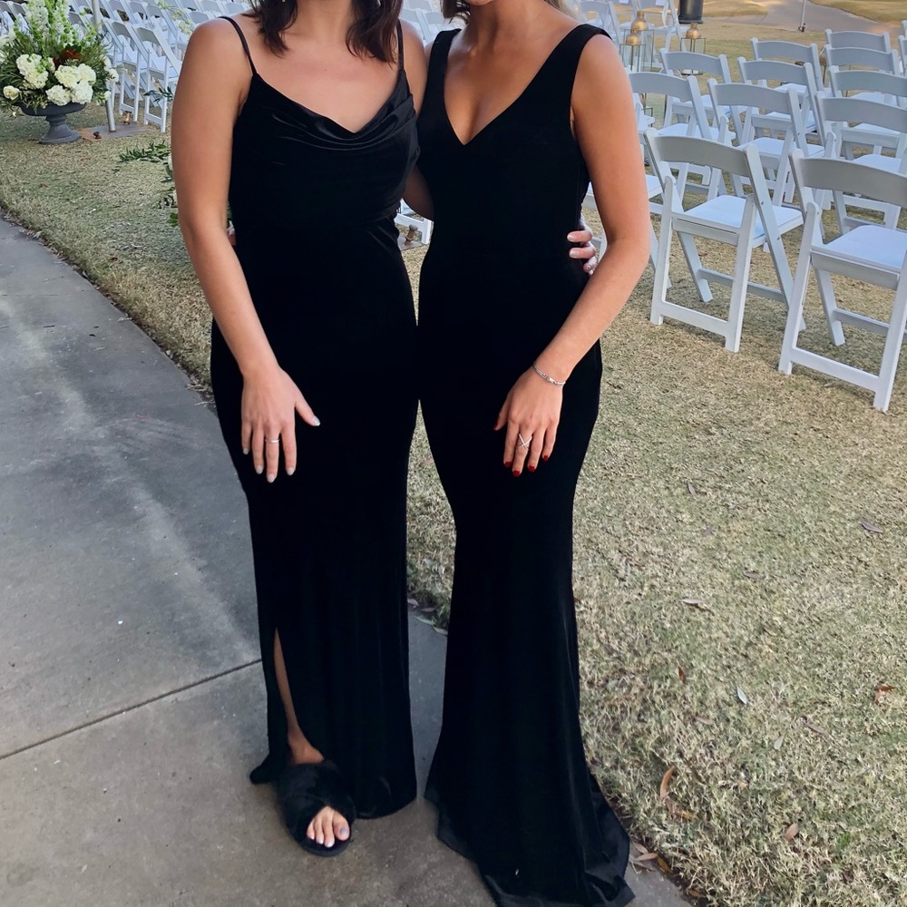 Revelry Dakota Velvet Bridesmaid Dress in BLACK